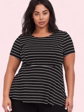 Torrid Peplum Ponte Top Size 2 (2X 18–20) Black Pinstripe EUC Workwear